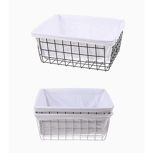 Canasto Organizador Rectangular con Estructura Metálica y Forro