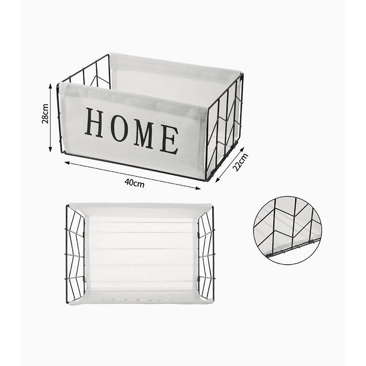 Canasto Rectangular con Estructura Metálica y Forro – Modelo HOME 2