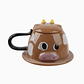 Taza de cerámica con diseño de vaca y tapa – 300 ml / 320 ml - Miniatura 1