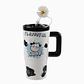 Vaso de cerámica con diseño de vaca 670ml con tapa y bombilla girasol - Miniatura 1