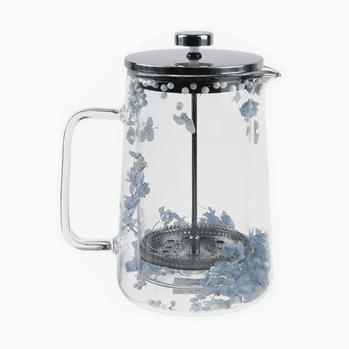 Cafetera Prensa Francesa Exlin 1000 mL Vidrio Floral – French Press Café Artesanal 1