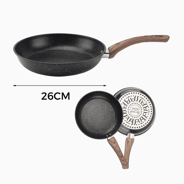Sartén de Teflón Moteado Negro 22 cm con Mango de Madera 4
