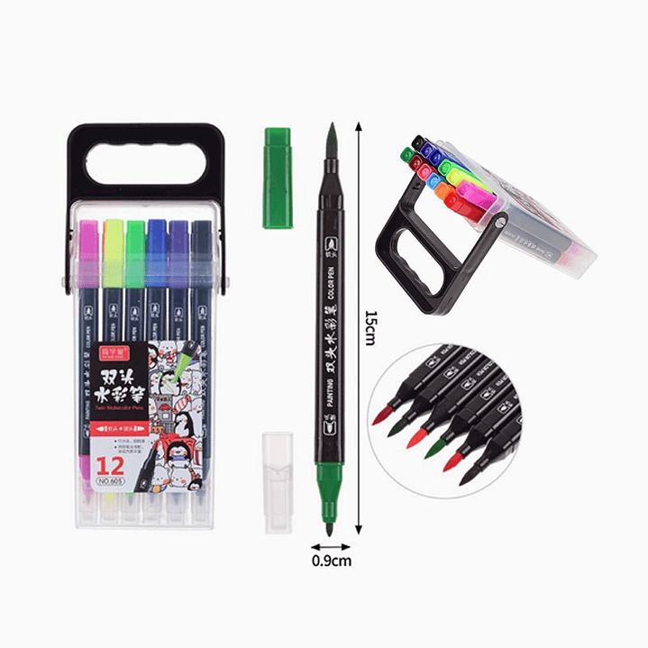 Set de Plumones Acuarelables Doble Punta 2