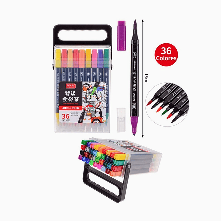 Set de Plumones Doble Punta 36 Colores 2