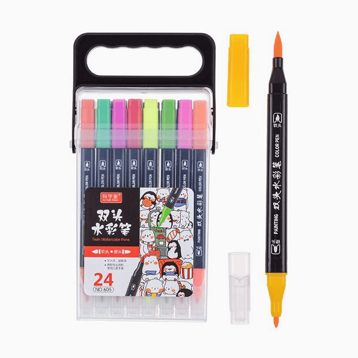 Set de Plumones Doble Punta 24 Colores 1