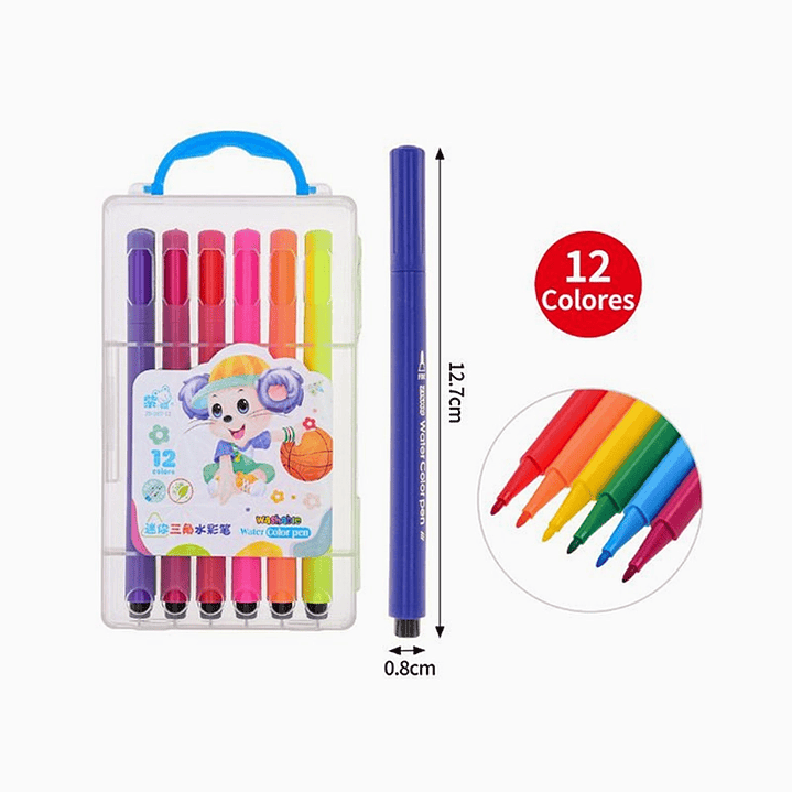 Plumones 12 Colores con Estuche 2