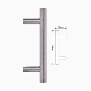 Set 2 Manillas de Acero Inoxidable para Muebles 200 mm con Tornillos