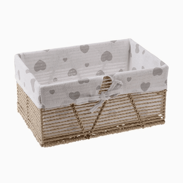 Cesta de Almacenamiento Tejida con Forro de Corazones 26cm 1
