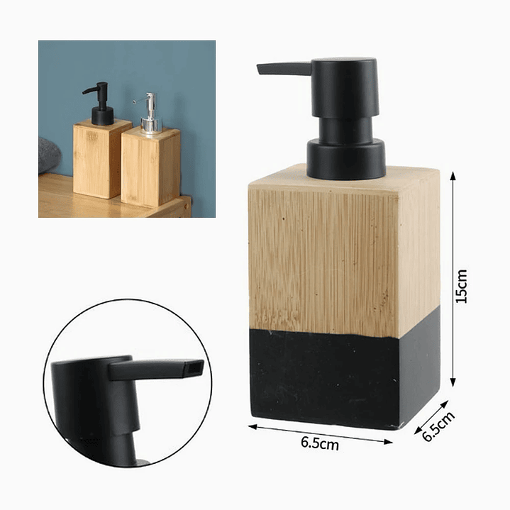 Dispensador de Jabón Líquido con Acabado Tipo Madera 15cm 2