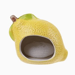 Contenedor de cerámica con diseño de limón y esponja