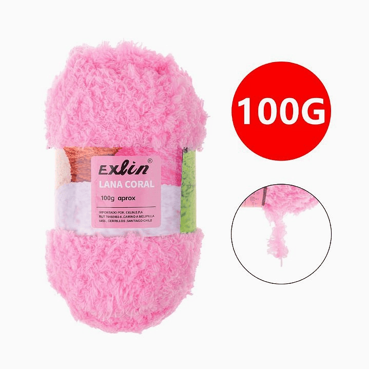 Lana Coral Exlin rosa brillante Set de 10 ovillos de 100g 2