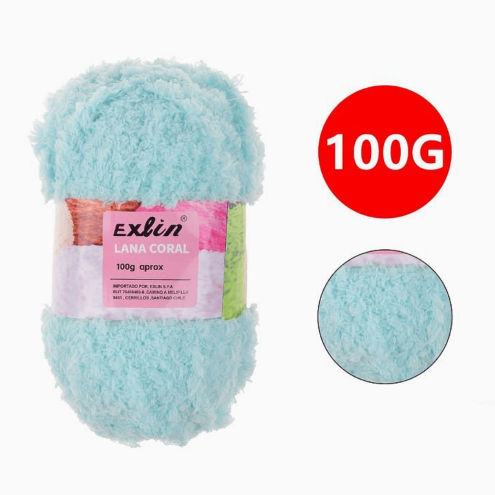 Lana Coral Exlin Verde Agua – Set de 10 ovillos de 100g 2