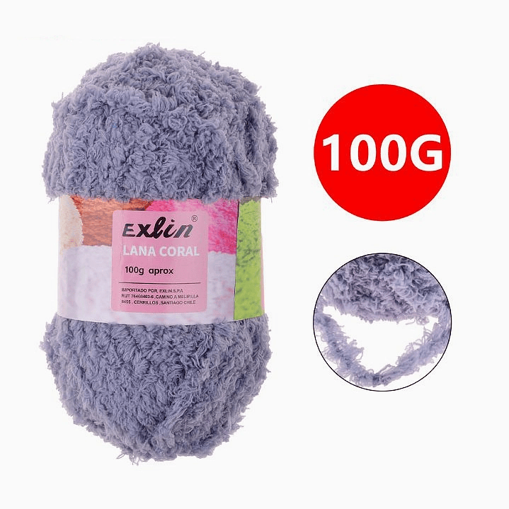 Lana Coral Exlin Gris Claro – Set de 10 ovillos de 100g 2