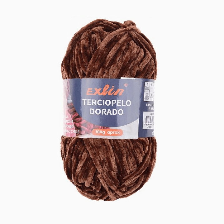 Lana Terciopelo Exlin Dorado Marrón – Set de 10 ovillos de 100g 1