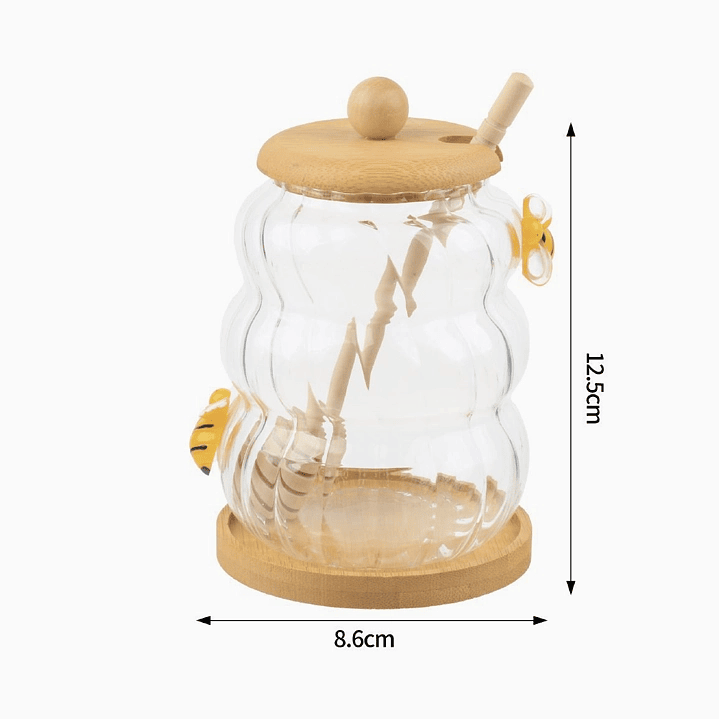 Frasco para Miel de Vidrio con Tapa de Madera 2