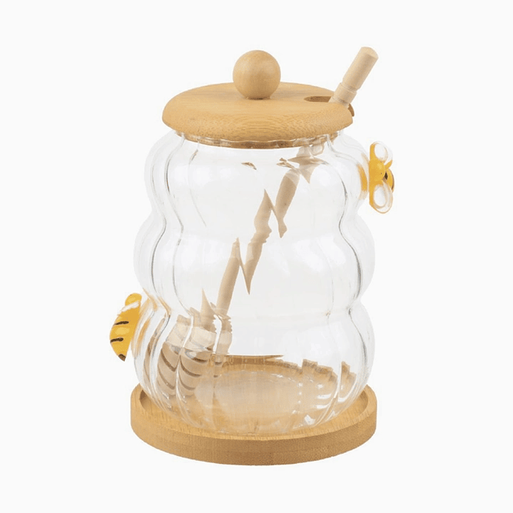 Frasco para Miel de Vidrio con Tapa de Madera 1