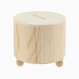 Alcancía de Madera Cilíndrica