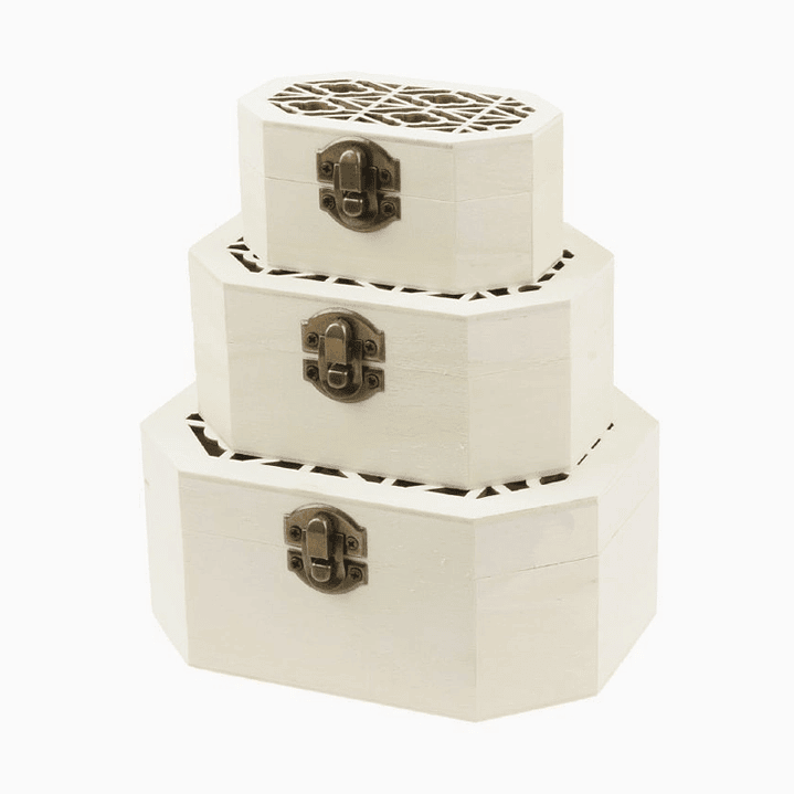 Set de Cajas Octagonales de Madera – 3 piezas 1