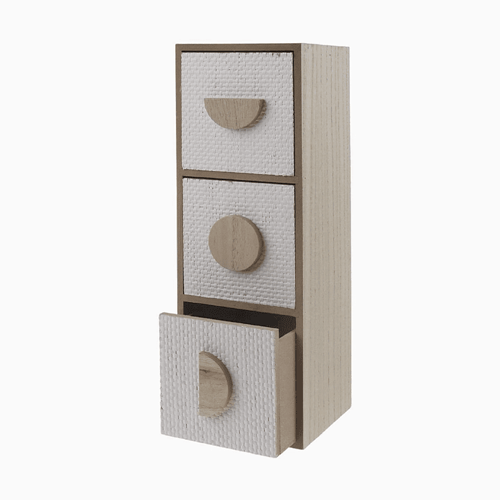 Caja de Almacenamiento de Madera con 3 Cajones 1
