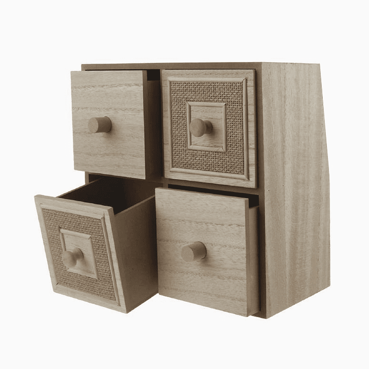 Caja de Almacenamiento de Madera con 4 Cajones 1