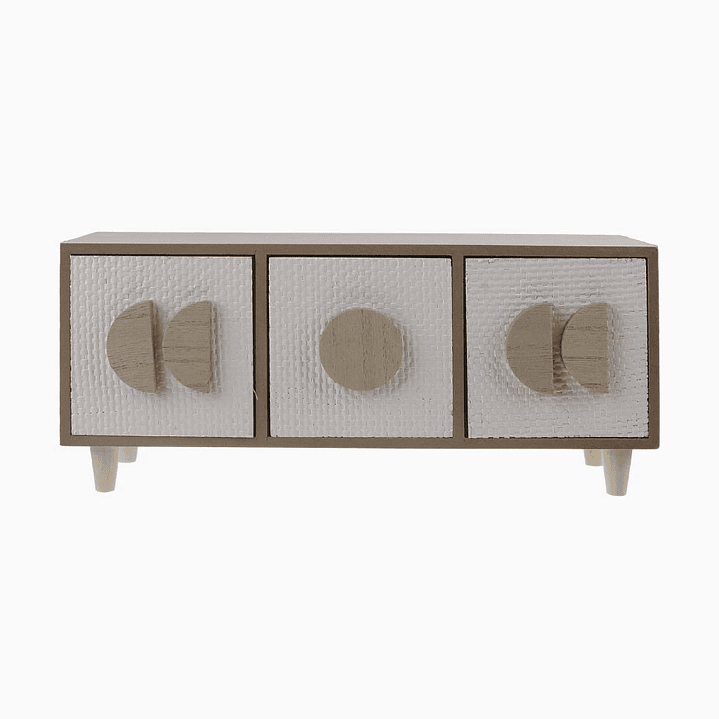 Caja de Almacenamiento de Madera con 3 Cajones  1