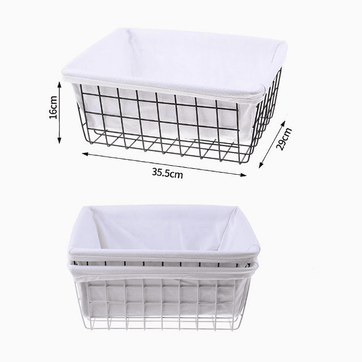 Canasta rectangular de metal con forro de tela 2