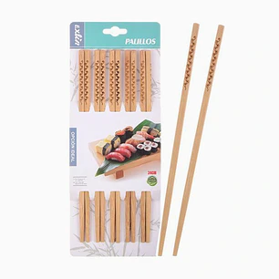 Set de Palillos Asiáticos 24 cm para Sushi y Ramen 5 Pares Exlin 