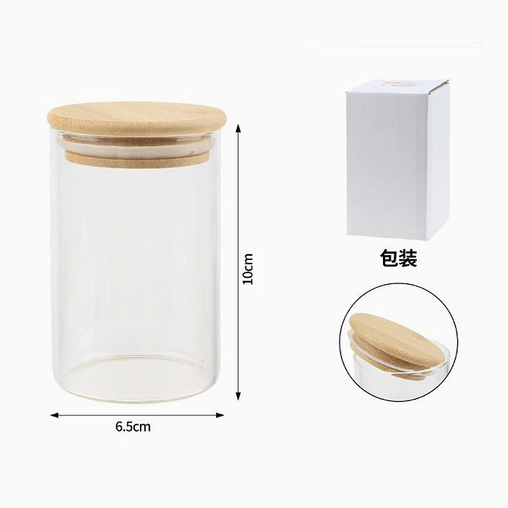 Frasco de vidrio con tapa de madera 2