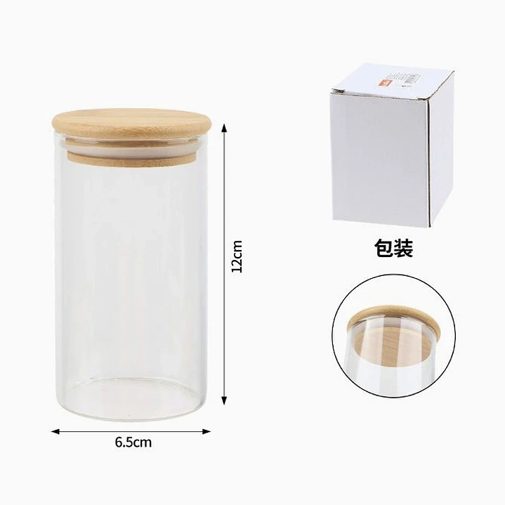 Frasco de vidrio con tapa de madera – 12 cm 2