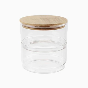 Frasco de vidrio con tapa de madera – 400 ml