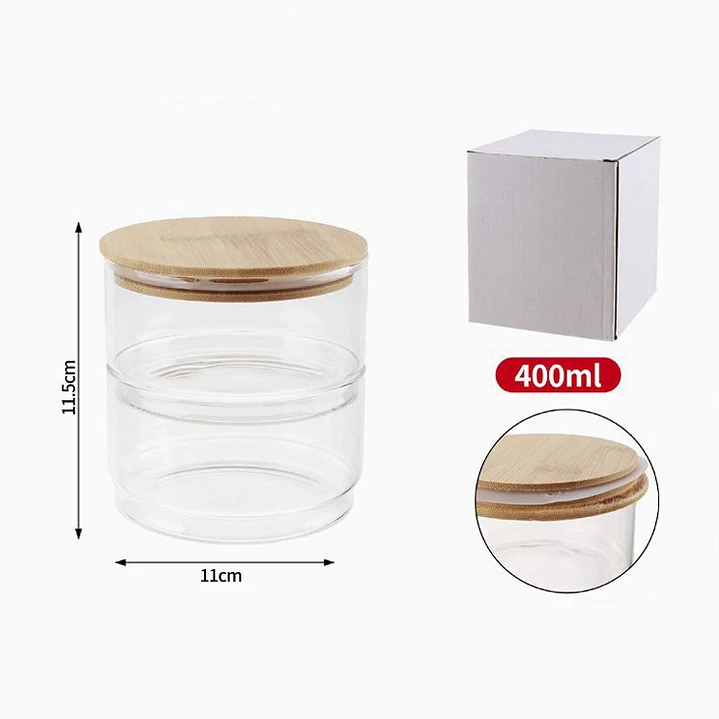 Frasco de vidrio con tapa de madera – 400 ml 2