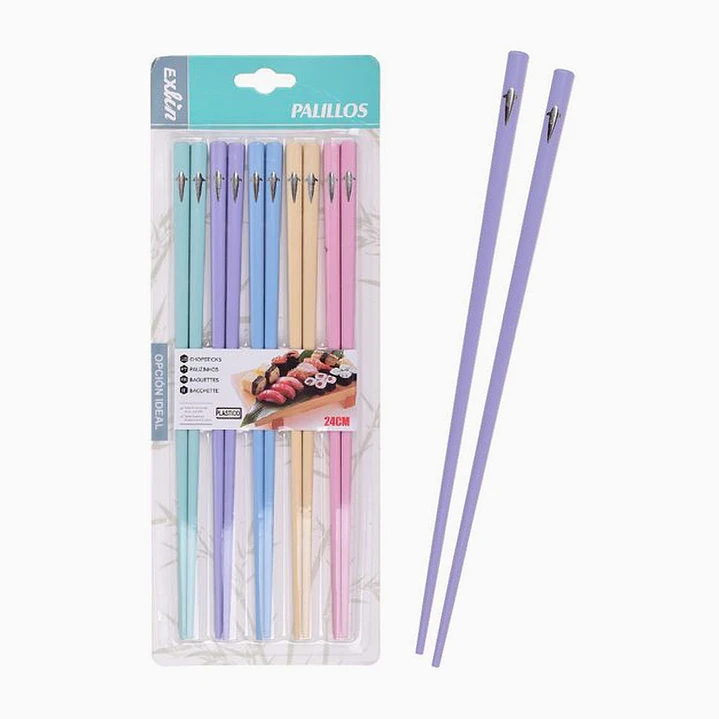 Pack de Palillos para Sushi Multicolor 24 cm 5 Pares Exlin  1