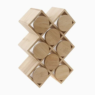 Especiero de Madera con 8 Frascos Vidrio y Bambú 