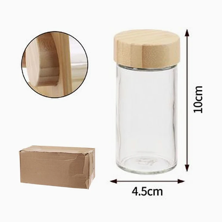 Especiero Vertical Torre de 8 Frascos con Tapa de Bambú 3