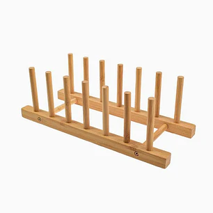 Secaplatos de bambú compacto – 28 × 10,5 × 9,5 cm