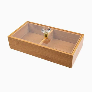 Caja de almacenamiento de bambú con tapa – 22,8 × 12 × 7,8 cm