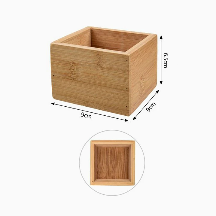 Caja de almacenamiento de bambú – 9 × 9 × 6,5 cm 2