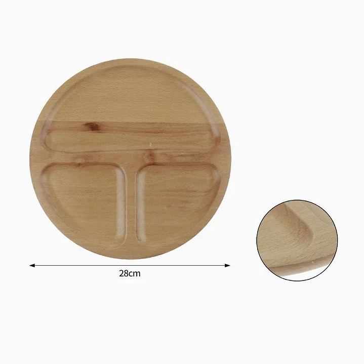 Bandeja de bambú redonda con compartimentos – 28 cm 2