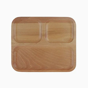 Bandeja de bambú rectangular con compartimentos – 28 × 24 cm