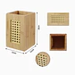 Caja de almacenamiento de bambú con detalle tejido – 11 × 11 × 18 cm - Miniatura 2