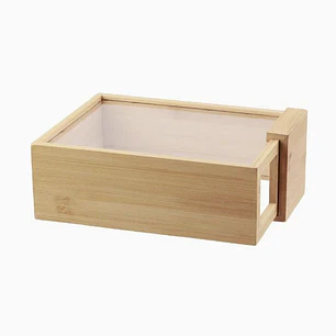 Caja de almacenamiento de bambú con tapa – 23,5 × 17,5 cm