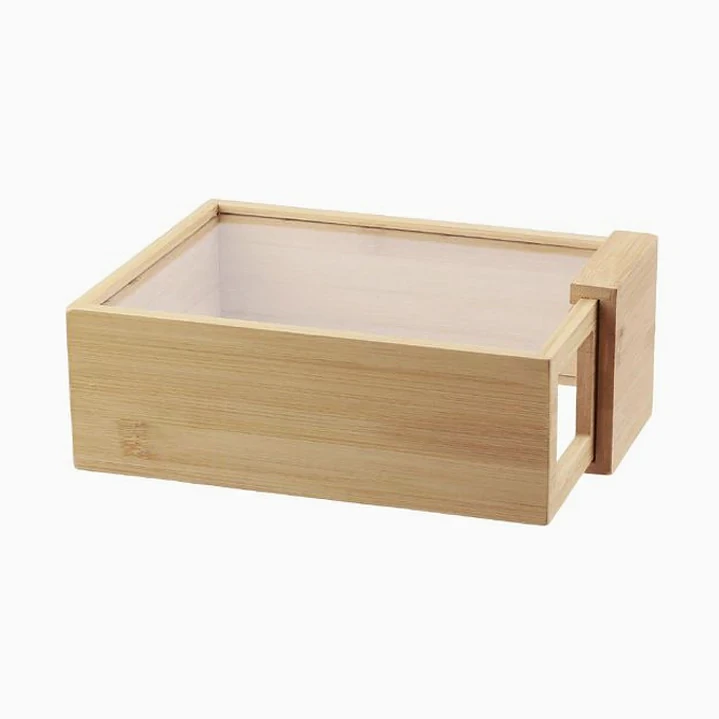 Caja de almacenamiento de bambú con tapa – 23,5 × 17,5 cm 1