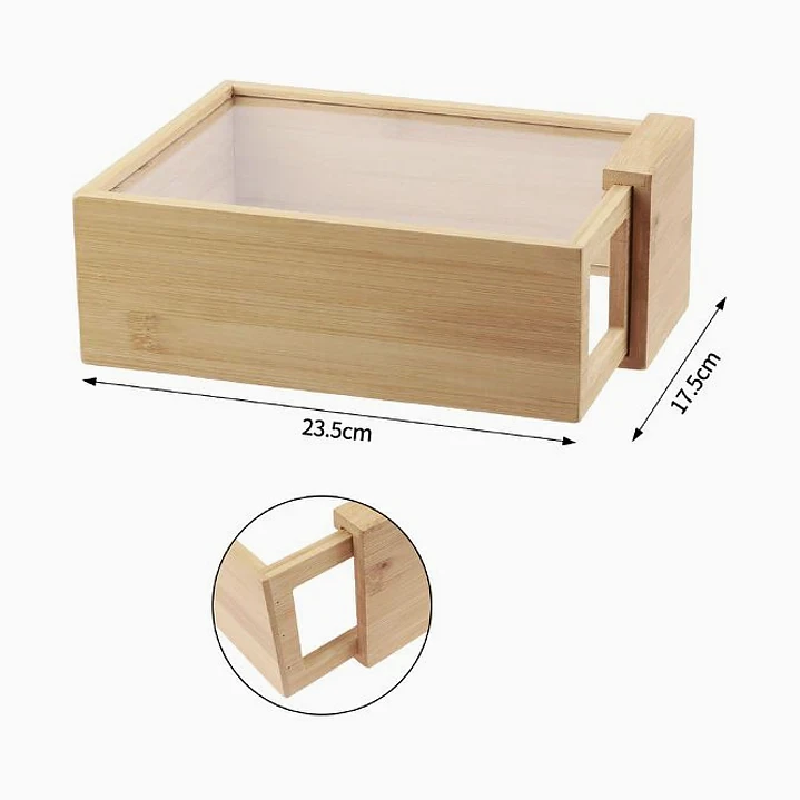 Caja de almacenamiento de bambú con tapa – 23,5 × 17,5 cm 2