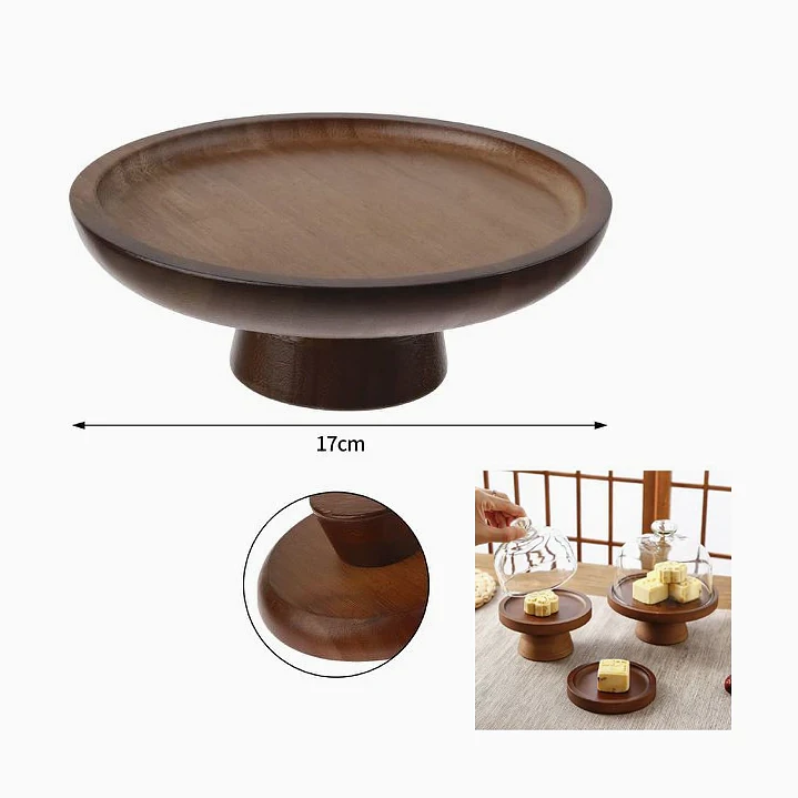 Bandeja de bambú redonda con base – 17 cm 2