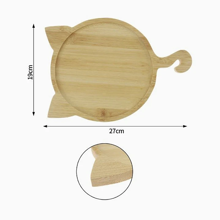 Bandeja de bambú con diseño de gato – 27 × 19 cm 2