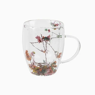 Taza de vidrio con flores secas – 350 ml