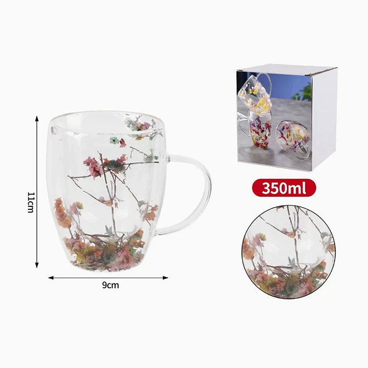 Taza de vidrio con flores secas – 350 ml 2