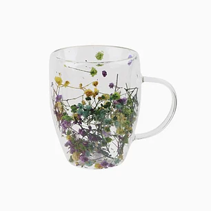 Taza de vidrio con flores secas – 350 ml