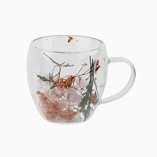 Taza de vidrio con flores secas – 250 ml