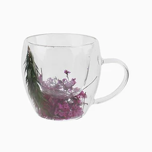Taza de vidrio con flores secas – 250 ml